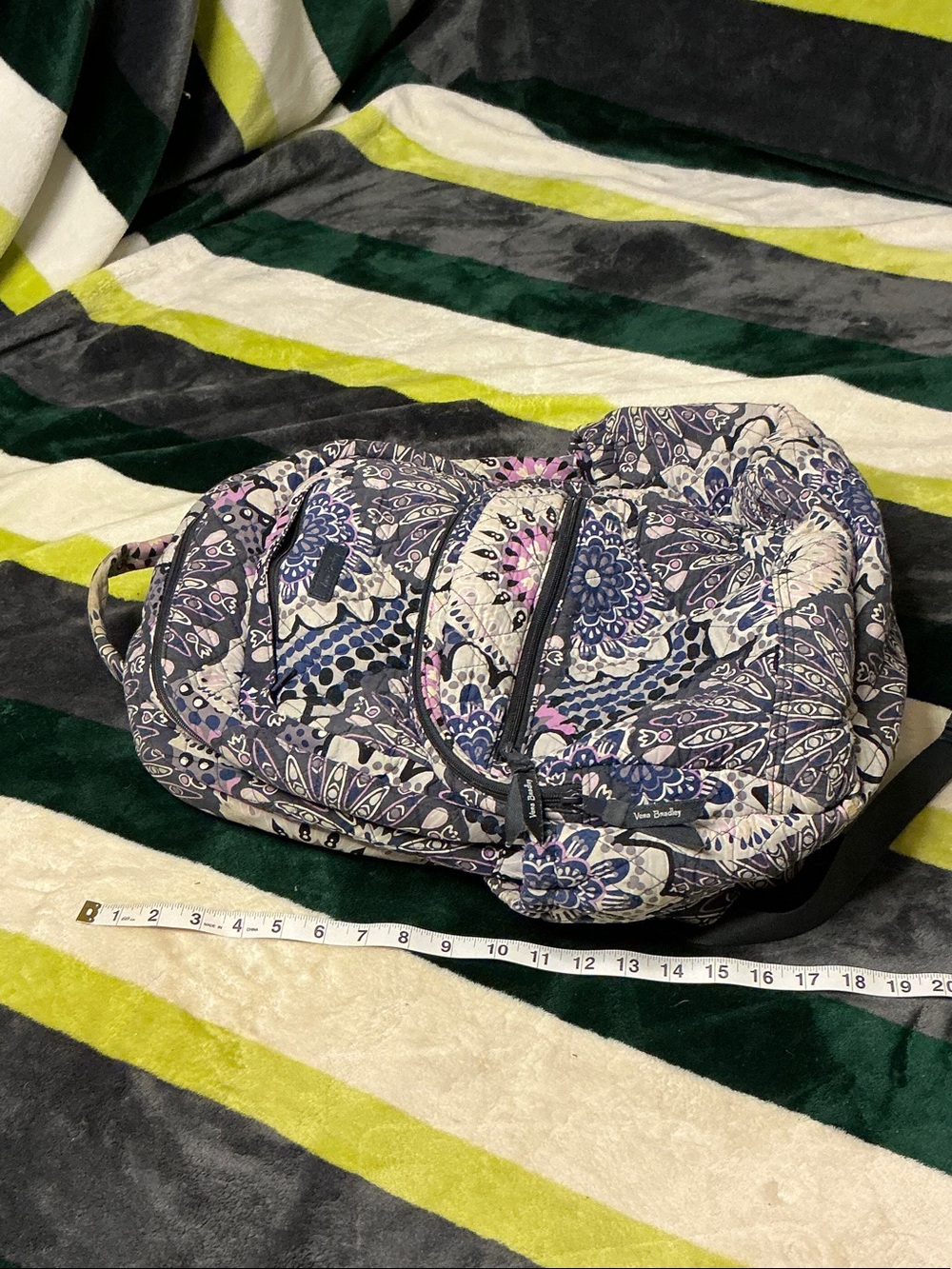Vera Bradley Quilted Paisley Backpack and Cosmetic Case in Purple and Cream - Picture 5 of 16